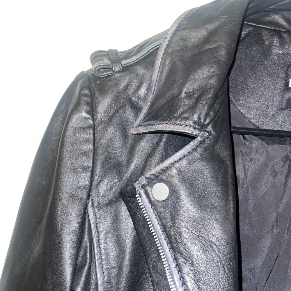 Barneys New York Women's Classic Black Leather Jacket - Picture 7 of 13